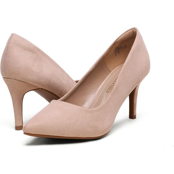 Dream Pair Women's Nude Faux Leather Kucci Pointed Toe High Heel Pumps Shoes - Picture 4 of 8